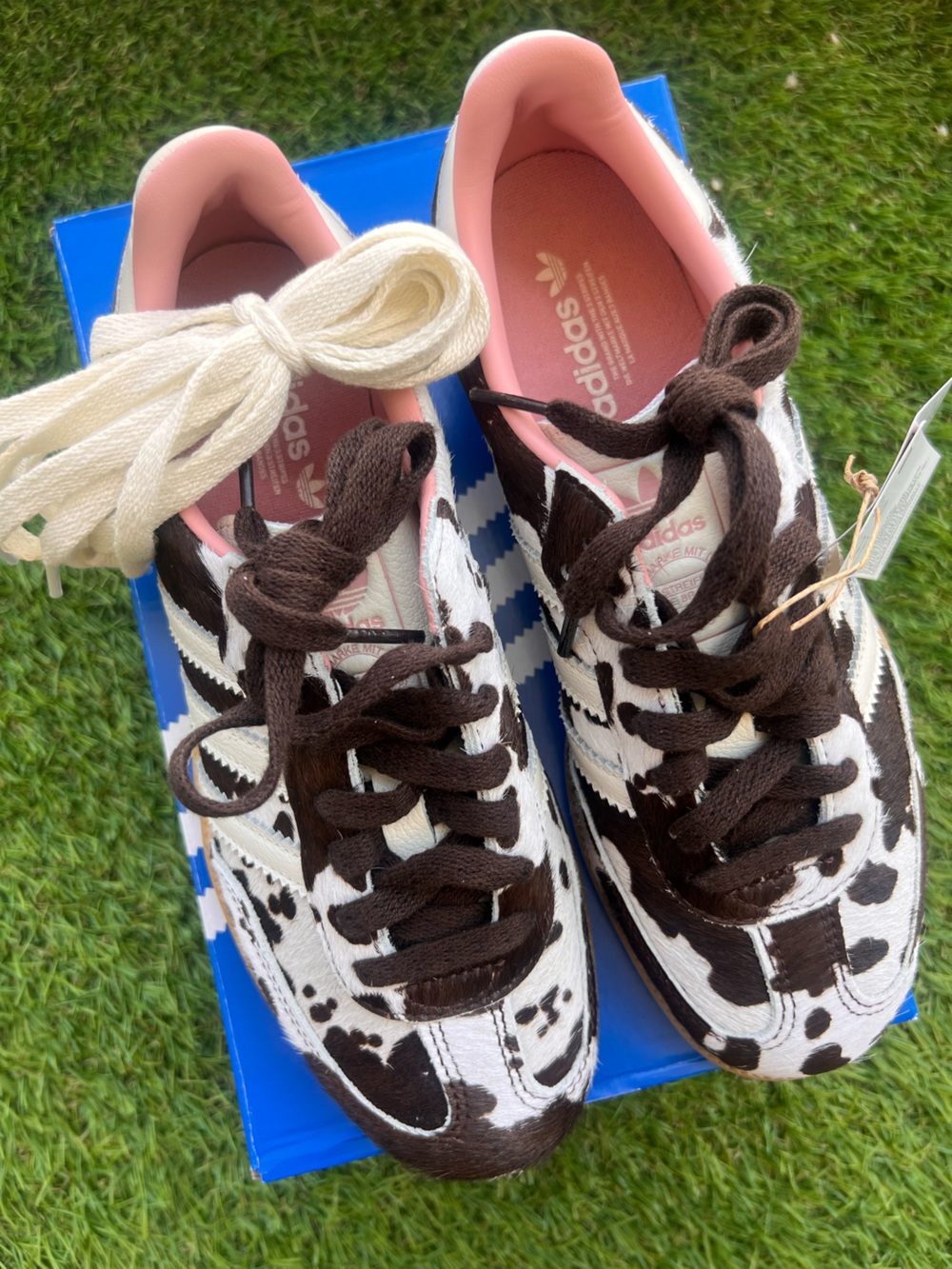 adidas Women's Sneaker in Cow-Print Brown, White & Pink - Picture 6 of 7